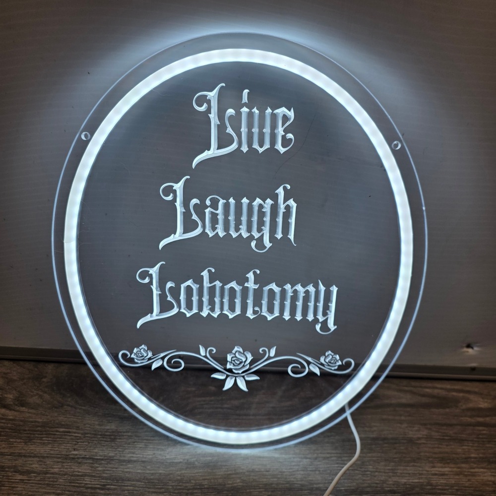 FUENDKF Live Laugh Lobotomy LED Neon Sign Gothic Wall Decor White Light 14inch